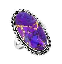 Purple Copper Turquoise 925 Sterling Silver Chunky Ring picture