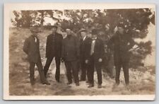 RPPC Dapper Gentleman Hats Gloves Posing On The Hillside Real Photo Postcard X23 picture