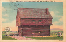 PERIOD BLOCK HOUSE AT SARATOGA BATTLEFIELD POSTCARD BEMIS HEIGHTS NEW YORK 1934 picture