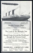 1914 SS Imperator ship & Zeppelin photo Hamburg-American Line vtg travel ad picture
