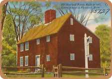 Metal Sign - Massachusetts Postcard - Old Howland House, built in 1667, oldest picture