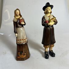 Vintage Ceramic Pilgrim Man And Women 9” picture