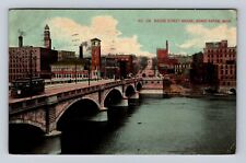 Grand Rapids MI-Michigan, Bridge Street Bridge, Antique, Vintage c1912 Postcard picture