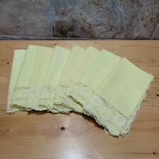 VTG Yellow Cotton Table Napkins Lace Trim Set of 8 picture