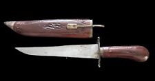 13” Handmade Carved Indian Knife with Brass Locking Sheath picture