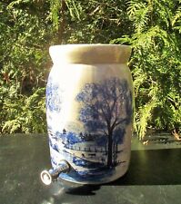 VTG Farmhouse Crock Marshall TX Pottery Pete Payne Jug Dispenser Pastoral Blue picture