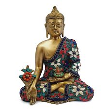 FCS Brass Idol  Earth Touching Buddha-Bhumisparsha Mudra Antique Glossy (AG-15) picture