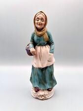 Vintage Ceramic Woman Figurine with Basket of Grapes, Antique Porcelain picture