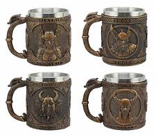 Ebros Set of 4 Norse Viking God Odin Alfather Valkyrie Thor Loki Coffee Mug 13oz picture