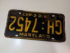 1967 MARYLAND License Plate ERROR GH : 7452 RARE picture