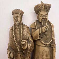Pair Vintage Japanese Chinese Figure Figurine Statue Two Men Resin picture