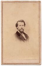 ANTIQUE CDV C. 1860s MRS. W. ANDRUS HANDSOME BEARDED MAN IN SUIT AMBOY ILLINOIS picture