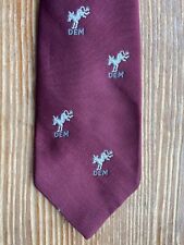 Vtg DEM Political Party Necktie Kicking Donkey Democrat Symbol Maroon Polyester picture
