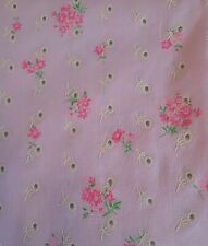 Vintage Quilting Cotton Fabric Pink & Cream Flowers, Green Leaves  44
