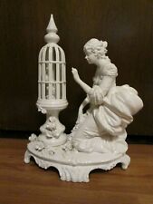 White Porcelain  Lady and the Bird Figurine picture