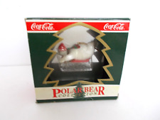 Vintage 1995 Coca Cola Polar Bear Collection Christmas Ornament Downhill Sledder picture