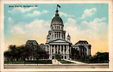 Springfield Illinois IL State Capitol Linen Postcard Lincoln Square Postcard Vtg picture