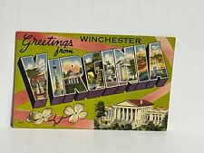 Postcard Large Letter Greetings Winchester Virginia VA A67 picture