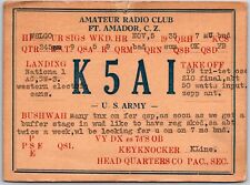 1935 QSL Radio Card Code K5AI US Army Ft. Amador C.Z. Amateur Station Postcard picture