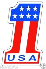 USA NUMBER # 1 AMERICAN FLAG STICKER RACING BUMPER STICKER LAPTOP STICKER  picture