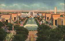 Dallas TX 1936 Texas Centennial Exposition Reflection Basin Linen Postcard picture