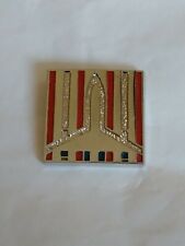 Unknown Company Logo Lapel Pin Red Blue & Silver Colored Rocket Airplane picture