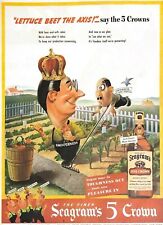 1943 Seagram's Vintage Print Ad WWII 5 Crowns Lettuce Beet The Axis  picture