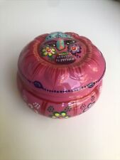 Mexican Hand painted Trinket Box 3.25 In Wide And 2.75 Inches Tall picture