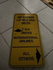 Vintage Rare 70s Airport Metal Sign TWA Air New England Airplane Yellow picture