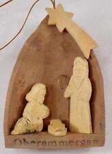 Nativity Scene Christmas Ornament Oberammergau Souvenir Wood Wooden #333 picture