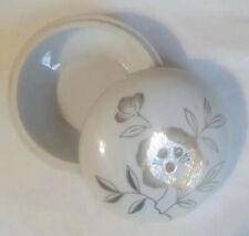 Porcelain Trinket Bowl w/Lid White Gold Trim Paint Rhinestones 3