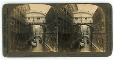 c1890's Keystone View Co. Stereoview Card Bridge of Sighs, Venice Italy picture