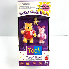 Vintage Mattel Pooh's Friendly Places Pooh & Piglet Flocked 1998 New in Box picture