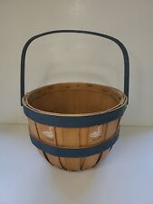 Vintage Oak Splint Apple Basket, Produce Gathering, with Bentwood Handle picture
