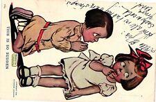 Vintage Postcard- THIS IS SO SUDDEN, TWO CHILDREN Posted 1910 picture