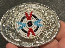 NATIVE AMERICAN WESTERN BEADED BELT BUCKLE picture