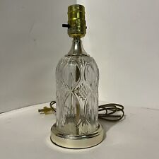 VTG Crystal Cut Glass Table Lamp Brass Base Small 10” Diamond Home Office Decor picture