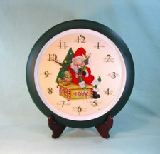 Christmas Music Clock 13 in. Plays Songs on the Hour Jingle Bells Sleeping Santa picture