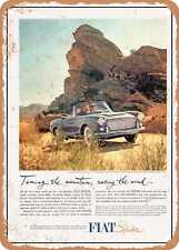 METAL SIGN - 1961 Fiat Spider Taming the Mountain Racing the Wind. Vintage Ad picture