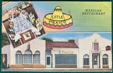 Tulsa Oklahoma Little Mexico Mexican Restaurant Vintage Linen Postcard 1951 picture