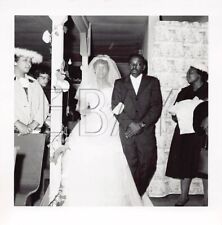 Old Photo Snapshot African American Bride Groom Wedding Vintage Portrait 7A3 picture