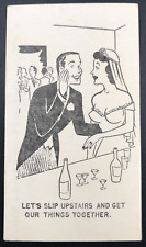 c1940s State Hill Beer Garden PA Wedding Let's Slip Upstairs Comic Ad Trade Car picture