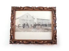 Framed Antique Photo Farm Hands Family Barn Horses Cattle Rustic Farm Decor picture