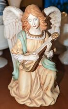 O'WELL ANGEL STATUE porcelain sculpture 7” Mandolin figurine Religious Heaven picture