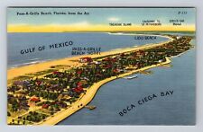 Pass A Grille FL-Florida, Aerial of Town, Gulf of Mexico, Vintage Postcard picture