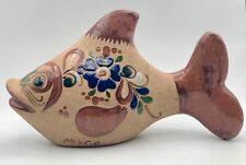 Tonala Fish Figurine Mexican Pottery Vintage Artist Signed Glazed Mexico  picture