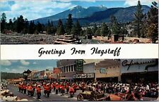 Postcard 1962 AZ Greeting Multi View Mountains Town Parade Flagstaff Arizona     picture