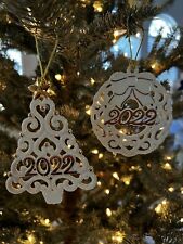 Set Of Two Lenox Pierced Tree And Wreath (One of Each) 2022 Porcelain Ornament picture