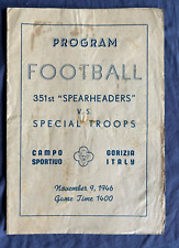 WWII Era US Army 88th Division Football Program Trieste Occupied Italy Gorizia picture