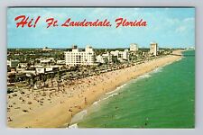 Fort Lauderdale FL- Florida, Aerial Of Public Beach, Vintage c1984 Postcard picture
